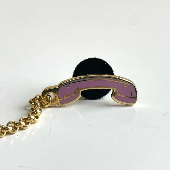Pink and Gold Old Fashion Telephone Pin - Picture 3 of 7